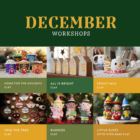 December Adult & Family | Self-Paced Workshops & Glazing {special member pricing: $6/hr self-paced workshops and $5/hr for glazing}